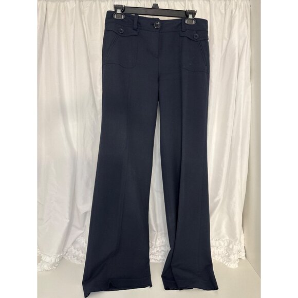 Ann Taylor Womens Navy Wide-Leg Trousers Size 6 petite - Picture 1 of 5